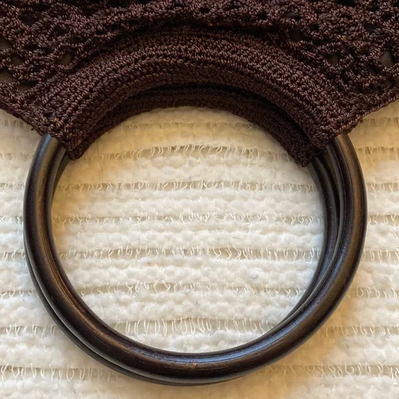 Nine West Crochet and Leather
Handbag Purse Brown Floral Circle
Handle Boho - Picture 3 of 6